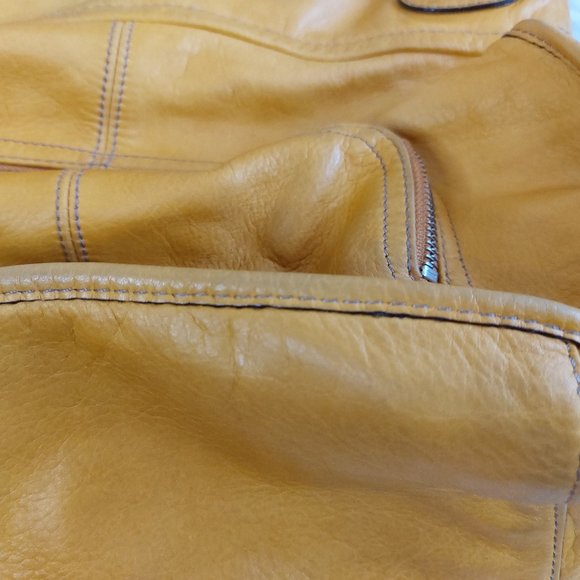 B. Markowsky Women's Mustard Yellow Leather Satchel - Picture 12 of 14